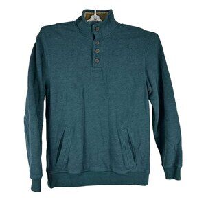 Arrow 1851 Mens Size Large Button Front Pullover Sweatshirt Teal